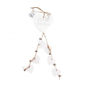 Puusydän valkoinen 9cm kulkusnaruilla