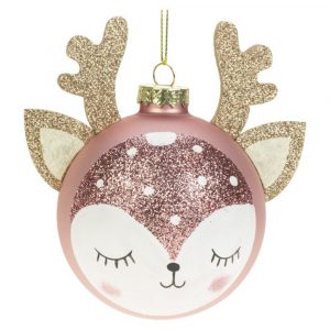 Lasipallo 8cm poro pinkki kimallesarvi