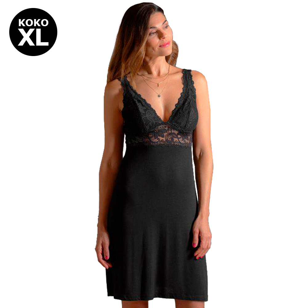 N Yöpaita pitsi    musta XL