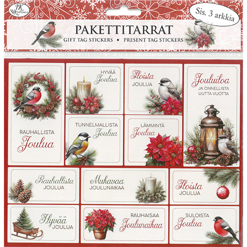 Pakettitarra 3ark/ pkt Joululinnut