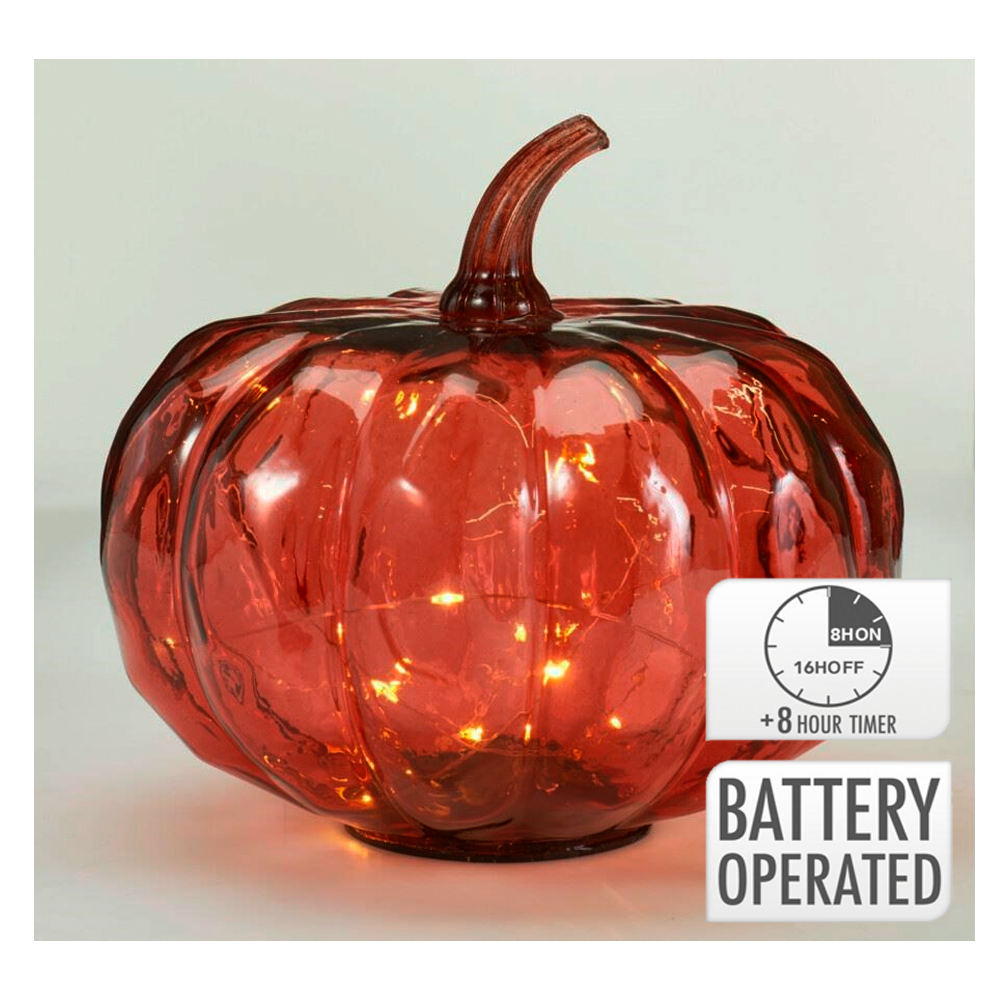 Led lasikurpitsa 17cm ajastimella Led lasikurpitsa 17cm ajastimella