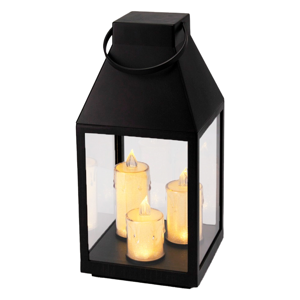 Lyhty 16,5x35cm    + 3 Led-kynttilää