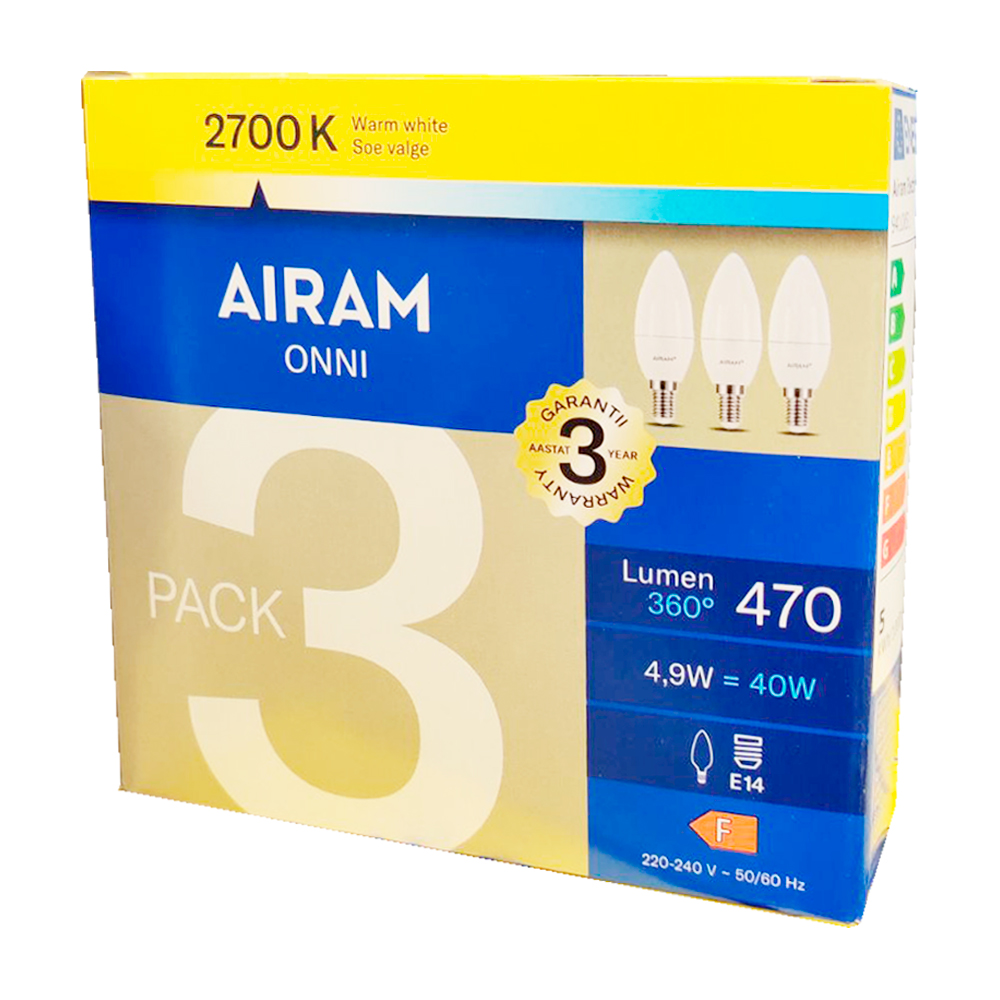 AIRAM Led 3kpl E14 470lm 2700k
