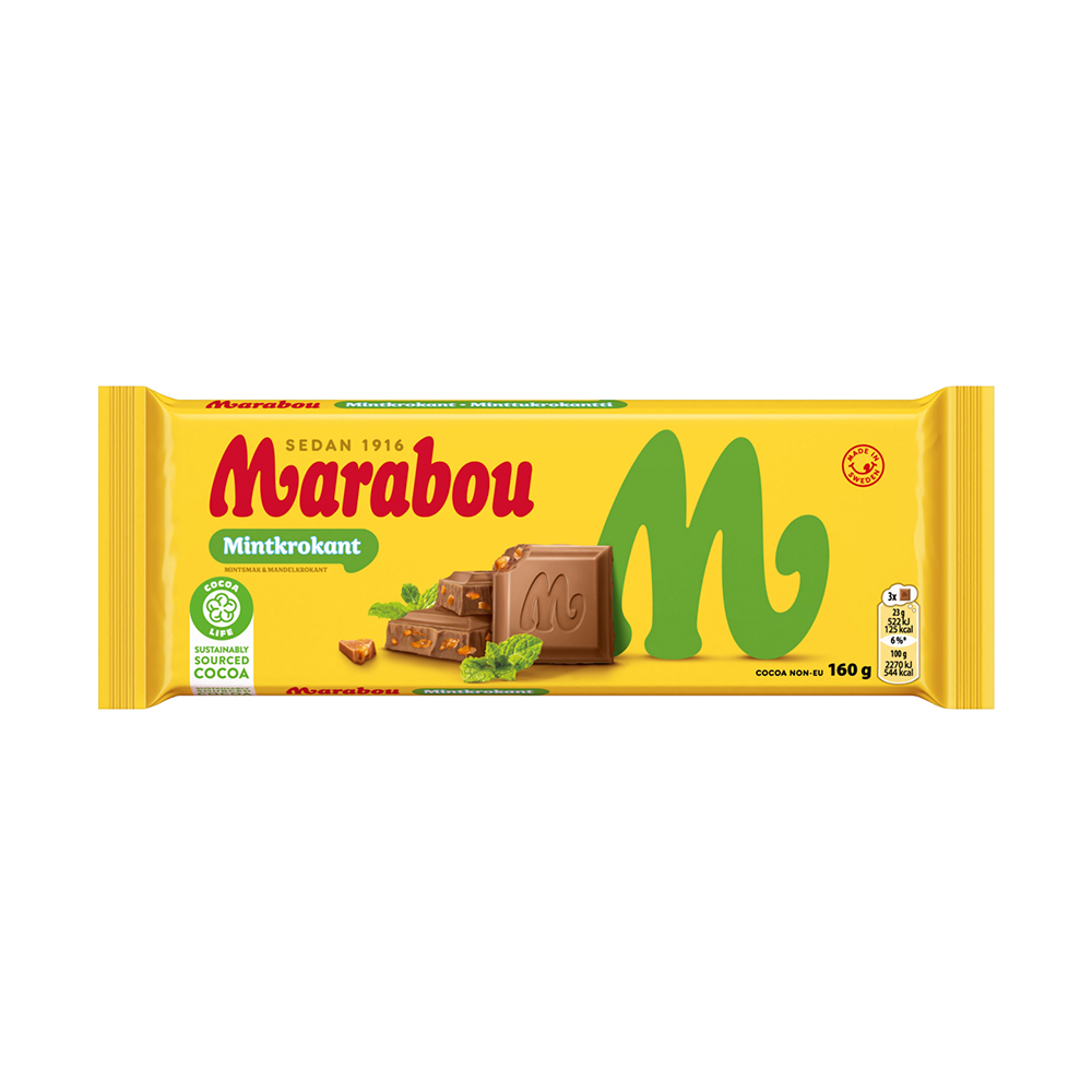 MARABOU mintkrokant 160g suklaalevy