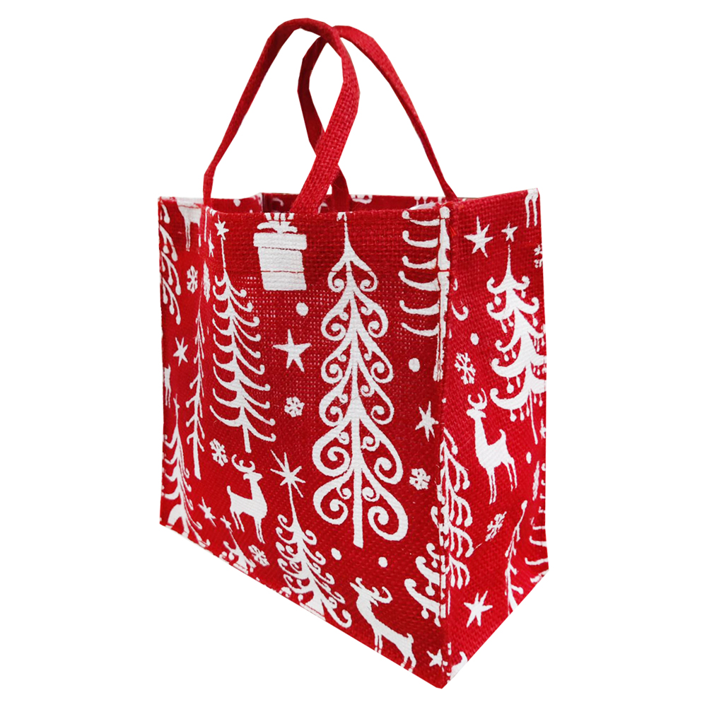 Lahjakassi 20x10cm punavalko juuttia