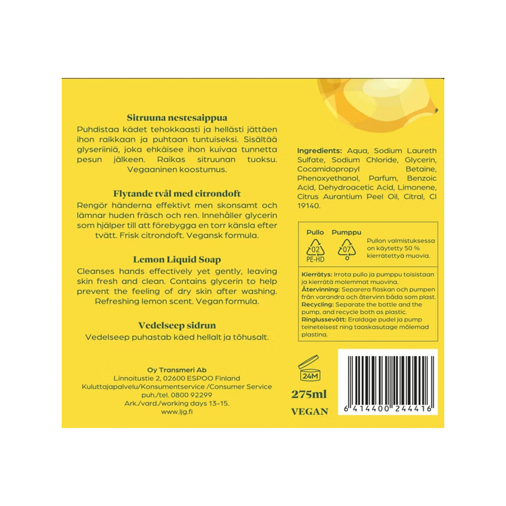 LEMON JUICE 275ml nestesaippua LEMON JUICE 275ml nestesaippua