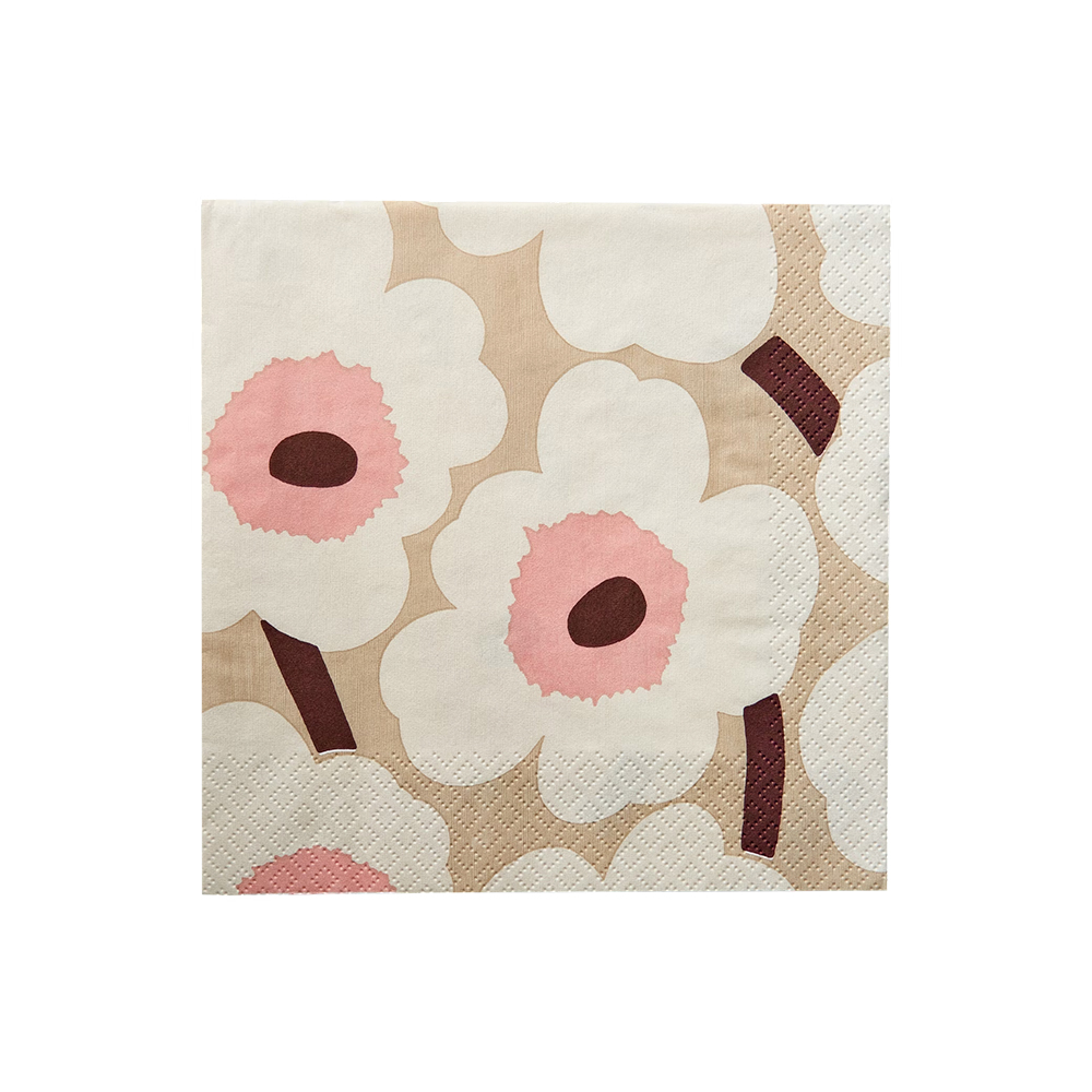 Lautasliina 33cm   Unikko beigeroosa