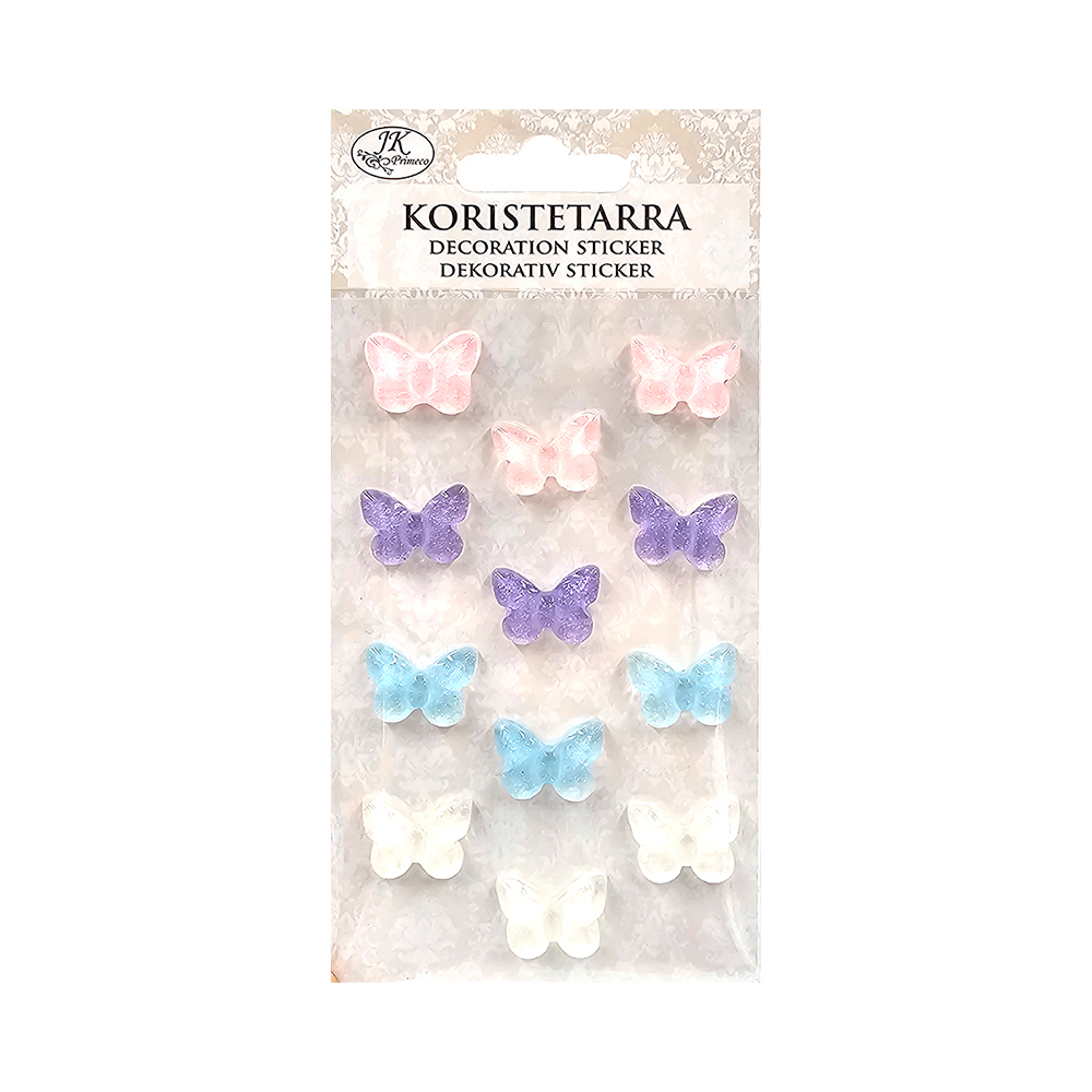 Koristetarra       perhonen pastelli